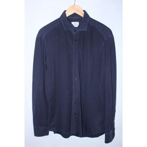 Emanuel Berg Men's Large Navy Blue Modern Fit Business Formal Long Sleeve Shirt